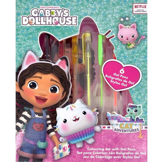 BLISTER CUADERNO + 6 BOLIGRAFOS GEL LA CASA DE MUÑECAS DE GABBY image 0