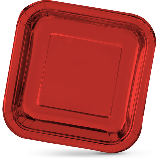 SET-10 PLATO CARTON ROJO CUAD. 23CM ALGON image 0