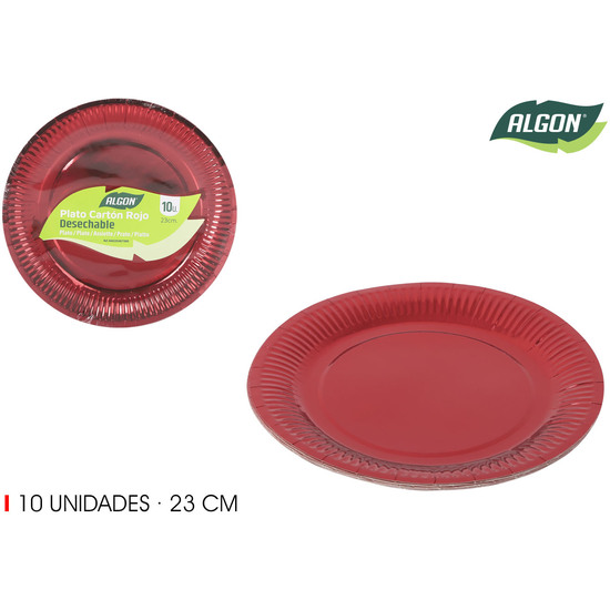 SET-10 PLATO CARTON ROJO  RED. 23CM ALGON image 1