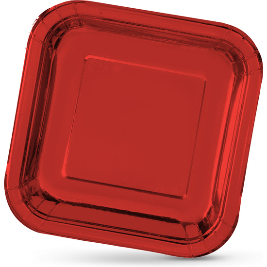 SET-10 PLATO CARTON ROJO CUAD. 20CM ALGON image 0
