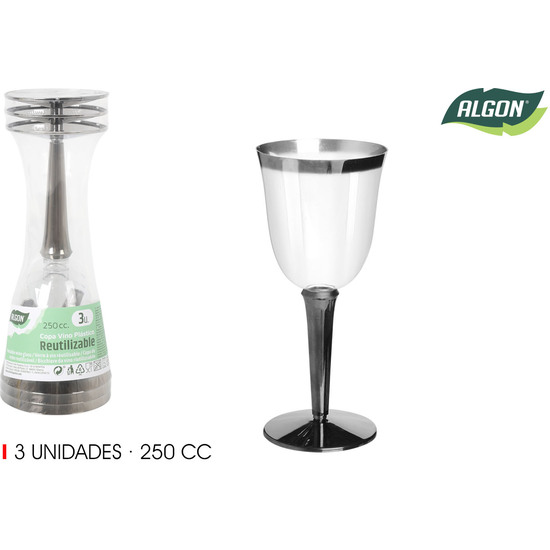 SET-3 COPA VINO PIE-BOCA PLATA 250 ALGON image 0