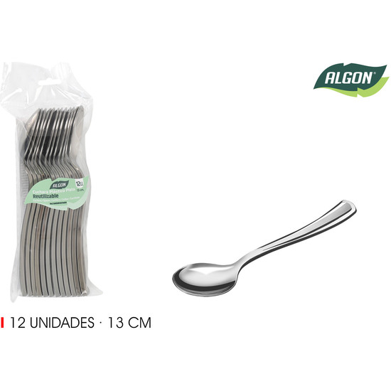 SET-12 CUCHARA POSTRE-CAFE PLATA 13 ALGON image 0