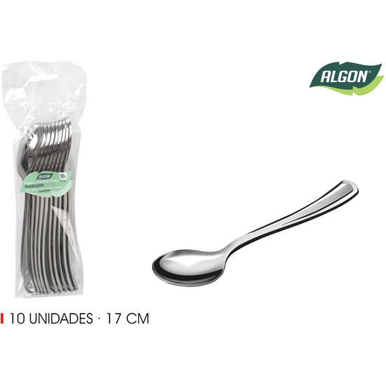 SET-10 CUCHARA GRANDE PLATA 17CM ALGON image 0