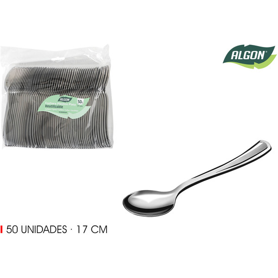 SET-50 CUCHARA GRANDE PLATA 17CM ALGON image 0