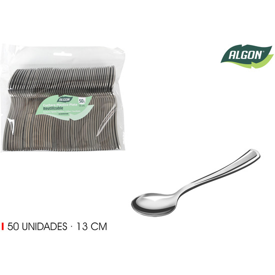 SET-50 CUCHARA POSTRE-CAFE PLATA 13 ALGON image 0