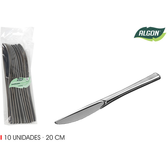 SET-10 CUCHILLO GRANDE PLATA 20CM ALGON image 0