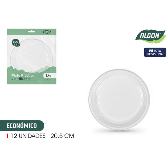 SET-12 PLATO RED.PLAST.ECONO.20.5CM ALGON image 1