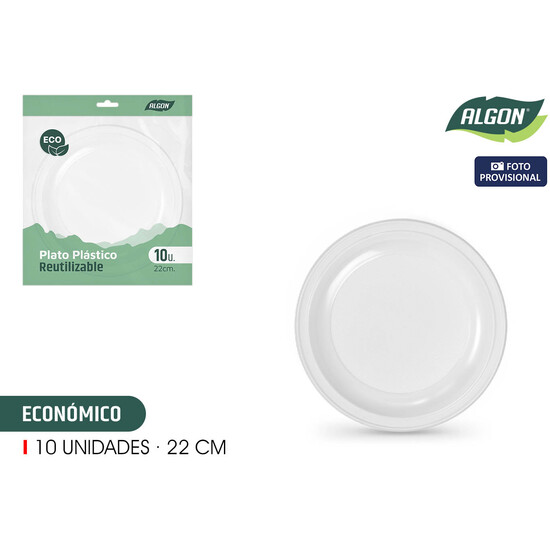SET-10 PLATO RED.PLAST.ECONO. 22CM ALGON image 1
