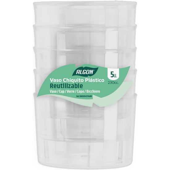 SET-5 VASO PLAST. CHIQUITO 230CC PS ALGON image 0
