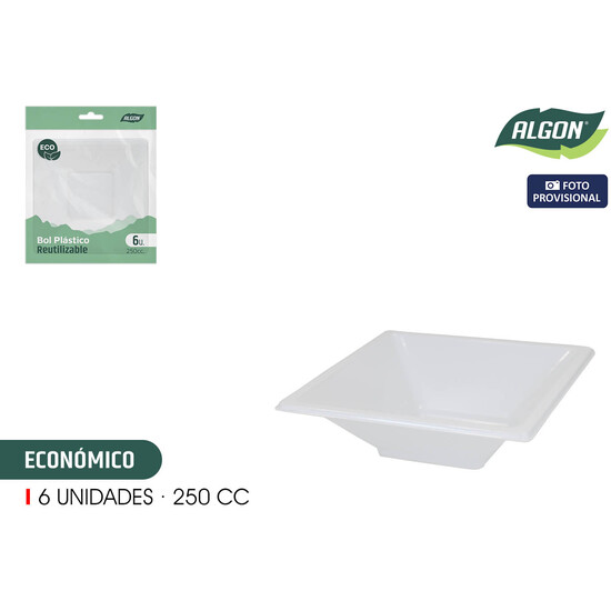 SET-6 BOL CUAD.PLAST.ECONO. 250CC ALGON image 1