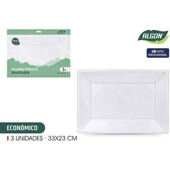 SET-3 BANDEJA RECT.PLAS.ECONO.33X23 ALGON image 1
