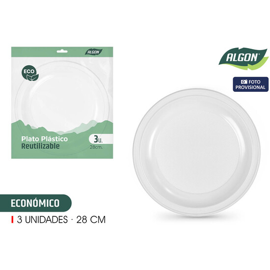 SET-3 PLATO RED.PLAST.ECONO. 28CM ALGON image 1
