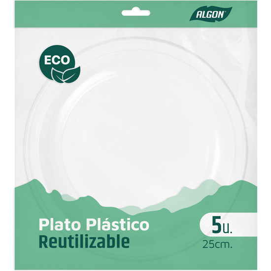 SET-5 PLATO RED.PLAST.ECONO. 25CM ALGON image 0