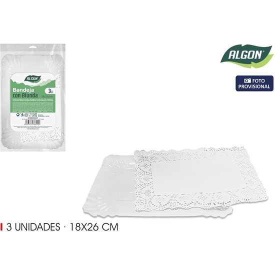 SET-3 BANDEJA RECT. BLONDA 18X26CM ALGON image 0