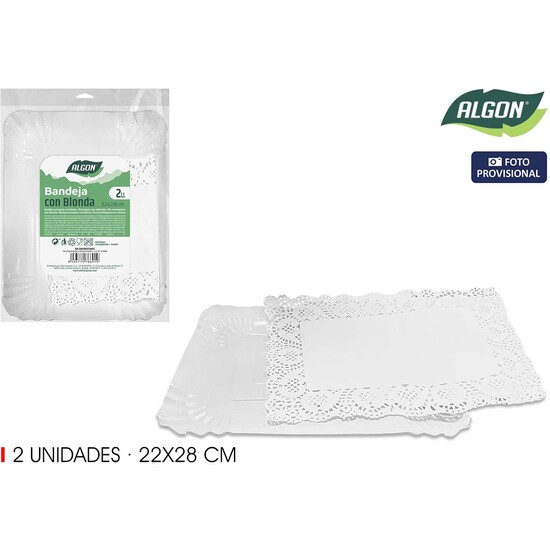 SET-2 BANDEJA RECT. BLONDA 22X28CM ALGON image 0