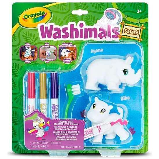 WASHIMALS SAFARI - MINI SET HIPOPÓTAMO Y RINOCERONTE image 1