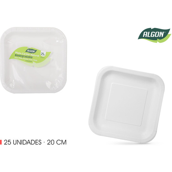 SET-25 PLATO CUAD.CART NATURAL 20CM ALGON image 0