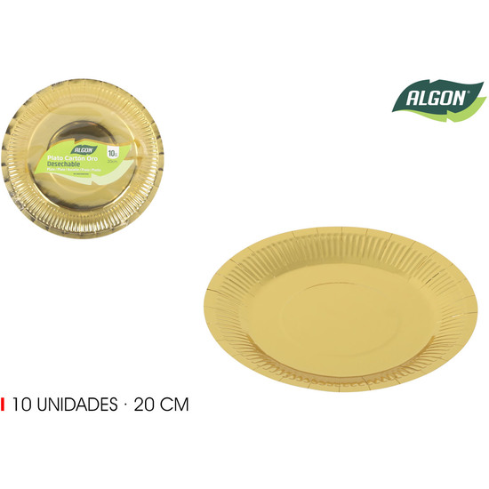 SET-10 PLATO CARTON ORO RED. 20CM ALGON image 0