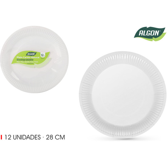 SET-12 PLATO RED.CART NATURAL 28CM ALGON image 0