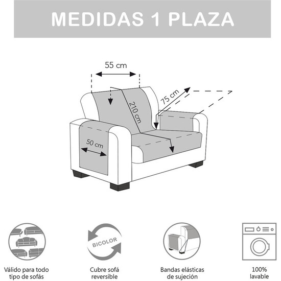 CUBRE SOFÁ MILANO 1 PLAZA VERDE/BOTELLA image 3