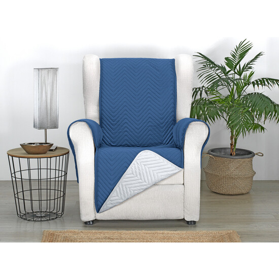 CUBRE SOFÁ MILANO 1 PLAZA GRIS/AZUL image 1