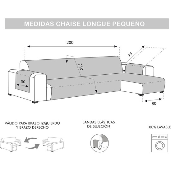 CUBRE CHAISE LONGUE DIAMOND 200 CM CUERO image 2