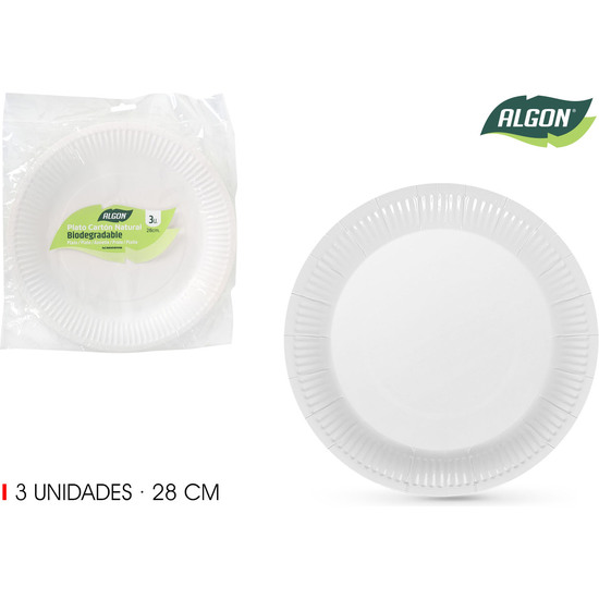 SET-3 PLATO RED.CART NATURAL 28CM ALGON image 0