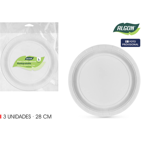 SET-3 PLATO RED.CART NATURAL 28CM ALGON image 1