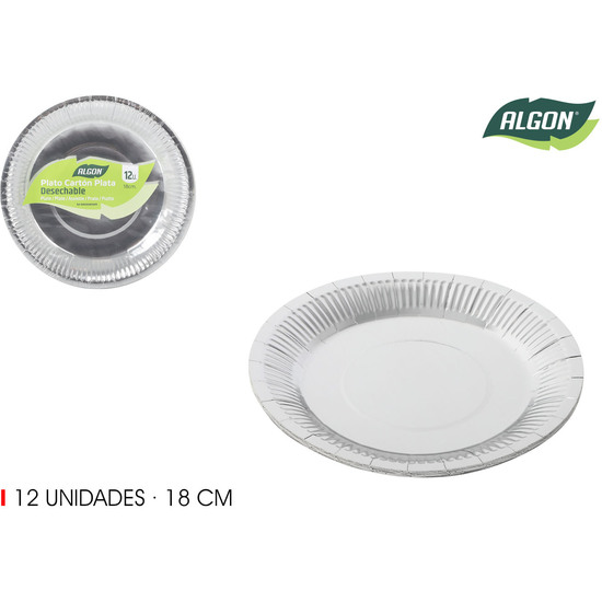 SET-12 PLATO CARTON PLATA RED. 18CM ALGON image 0