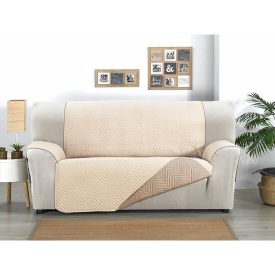 CUBRE SOFÁ MILANO 3 PLAZAS BEIGE/CUERO image 1