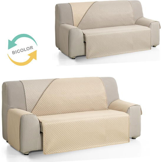 CUBRE SOFÁ DIAMOND 2 PLAZAS BEIGE/LINO image 1