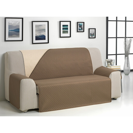 CUBRE SOFÁ DIAMOND 2 PLAZAS BEIGE/MARRÓN image 0