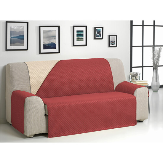CUBRE SOFÁ DIAMOND 2 PLAZAS BEIGE/ROJO image 0