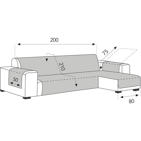 CUBRE CHAISE LONGUE MILANO 200 ANTRACITA image 3