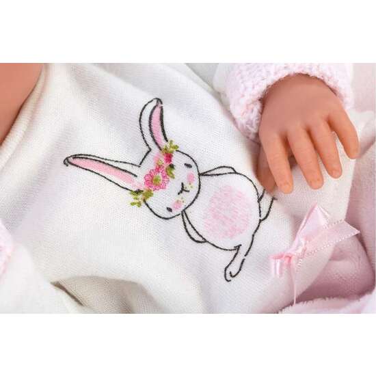 MUÑECA BIMBA CON PIJAMA CONEJITO ROSA Y COJIN. 35 CM image 1