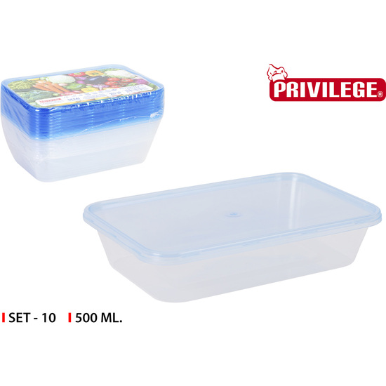 SET 10 SEMIDESECHABLES RECT. 500 ML PRIVILEGE image 0