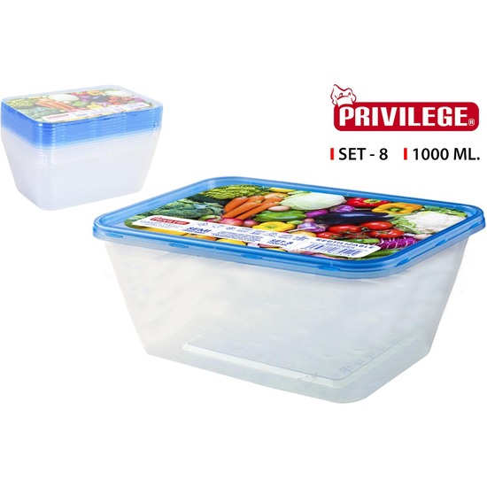 SET 8 SEMIDESECHABLES RECTANGULAR 1000ML  image 0