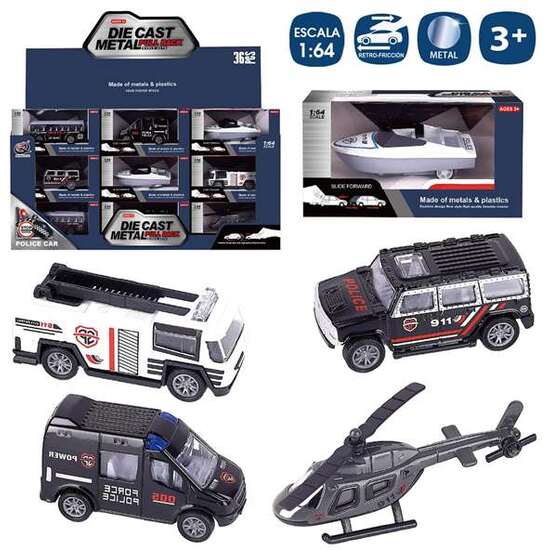 VEHÍCULOS POLICÍA METAL RETROFRICCIÓN 8 CM ESCALA 1:64 - MODELOS SURTIDOS image 0