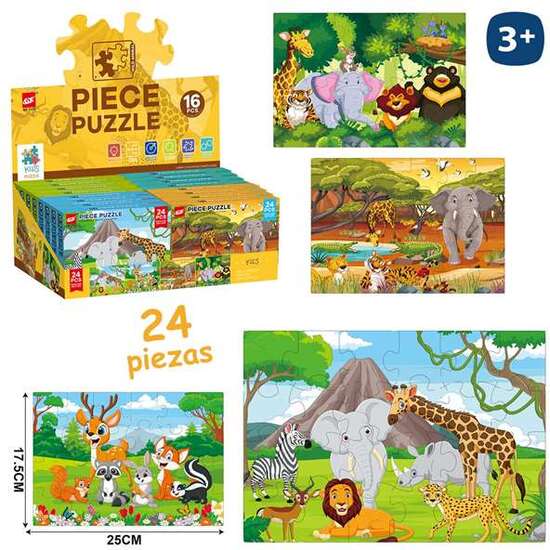 PUZZLE  24 PIEZAS ANIMALES SALVAJE 25 X 17,50 CM - MODELOS SURTIDOS image 0