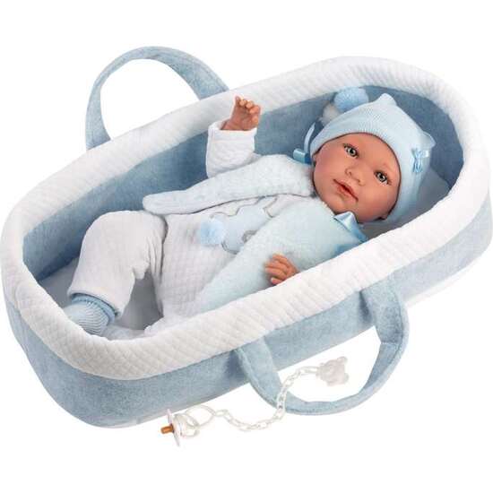 MUÑECO RECIEN NACIDO MIMO LLORON CON CAPAZO CELESTE TACTO SUAVE 40 CM image 2
