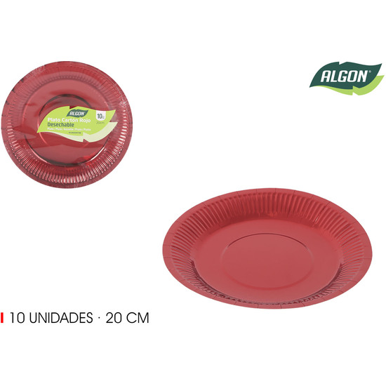 SET-10 PLATO CARTON ROJO  RED. 20CM ALGON image 0