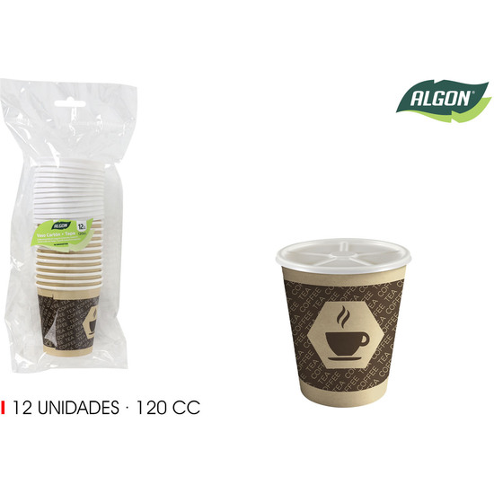 SET-12VASO CARTON CAFE C/TAPA 120CC ALGON image 0
