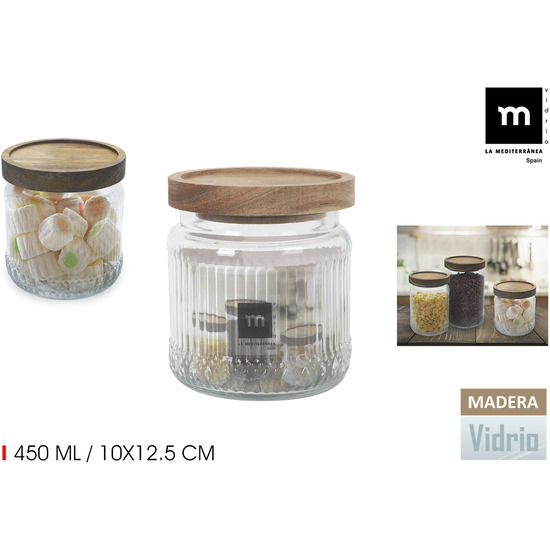 TARRO VIDRIO T/MADERA 450ML LA MEDITERRANEA image 0