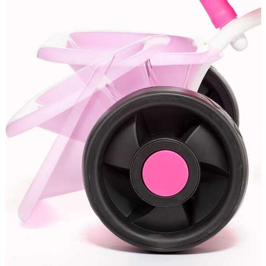 TRICICLO BABY ROSA CON RUEDAD DE GOMA. 124X60X1 CM. CON CINTURÓN DE SEGURIDAD Y CUBETA. image 1