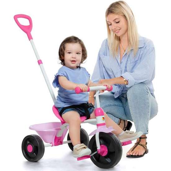 TRICICLO BABY ROSA CON RUEDAD DE GOMA. 124X60X1 CM. CON CINTURÓN DE SEGURIDAD Y CUBETA. image 4