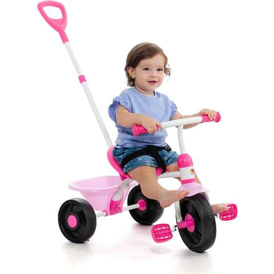 TRICICLO BABY ROSA CON RUEDAD DE GOMA. 124X60X1 CM. CON CINTURÓN DE SEGURIDAD Y CUBETA. image 6