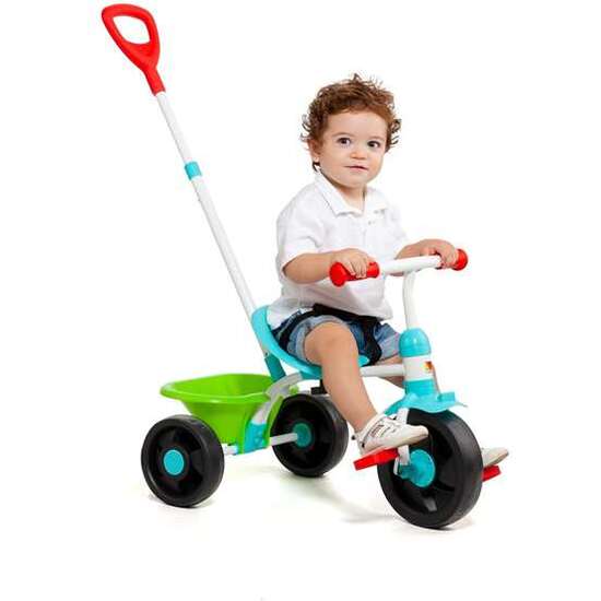 TRICICLO BABY AZUL CON RUEDAS DE GOMA. 124X60X1 CM. CON CINTURÓN DE SEGURIDAD Y CUBETA. image 4