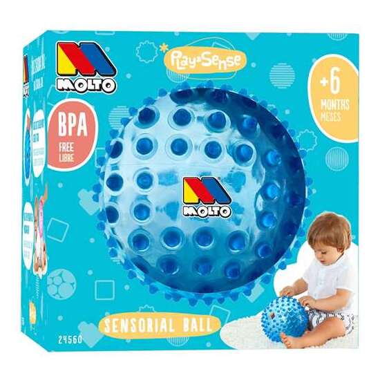BOLA SENSORIAL 20 CM AZUL. CON COLORES Y TEXTURA SUAVE PARA LA DIVERSIÓN Y APRENDIZAJE DE LOS BEBES. image 0