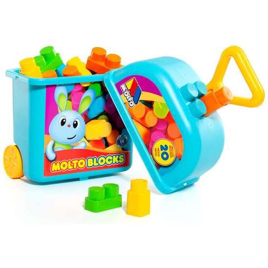 CARRITO MALETA TROLLEY AZUL CON 20 BLOQUES. image 2