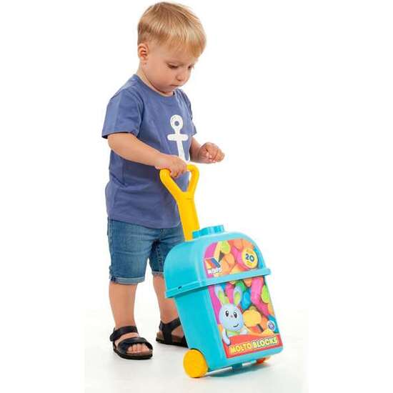 CARRITO MALETA TROLLEY AZUL CON 20 BLOQUES. image 3